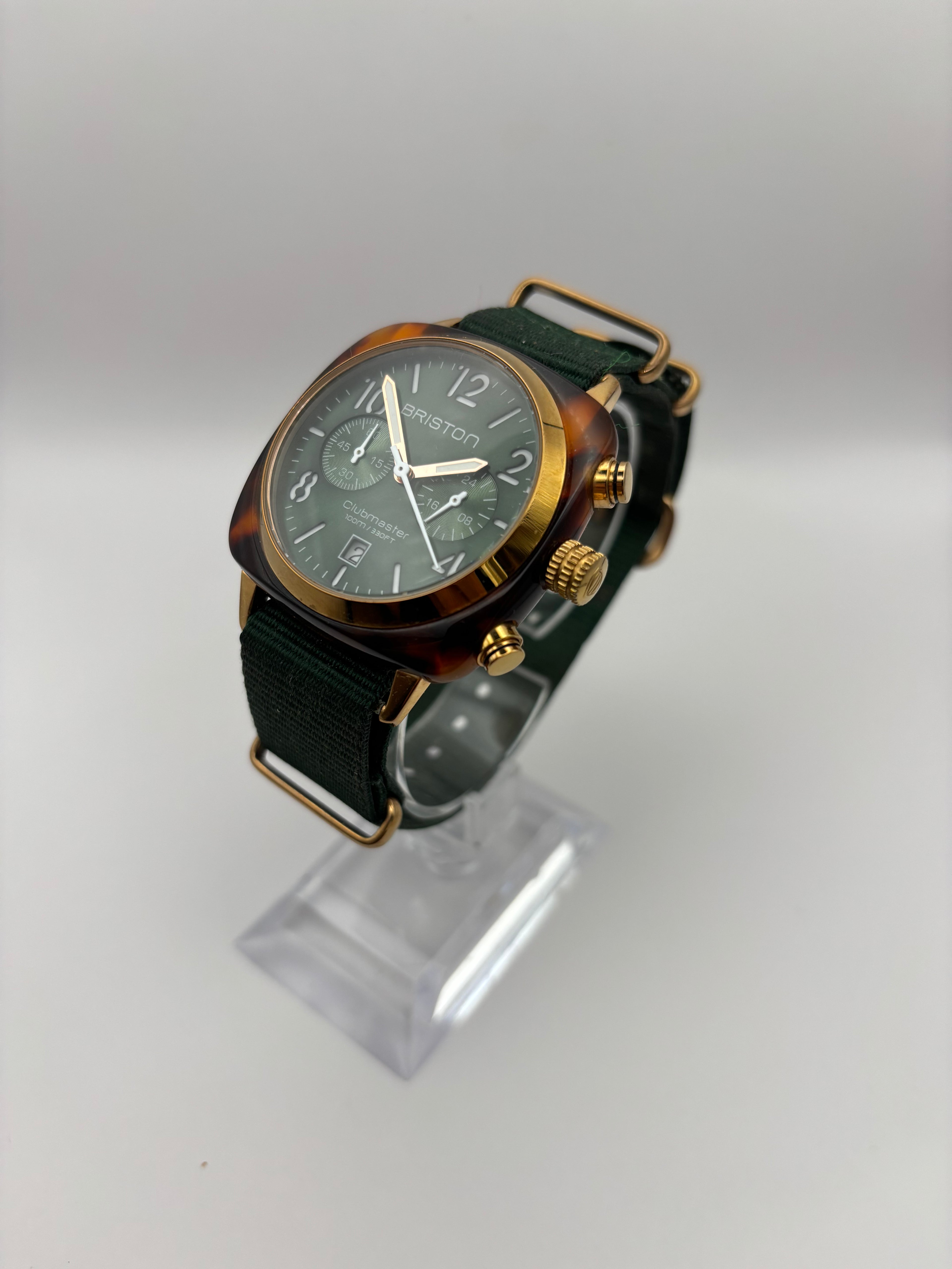 Briston Clubmaster – Acétate Tigré – Bracelet NATO Vert