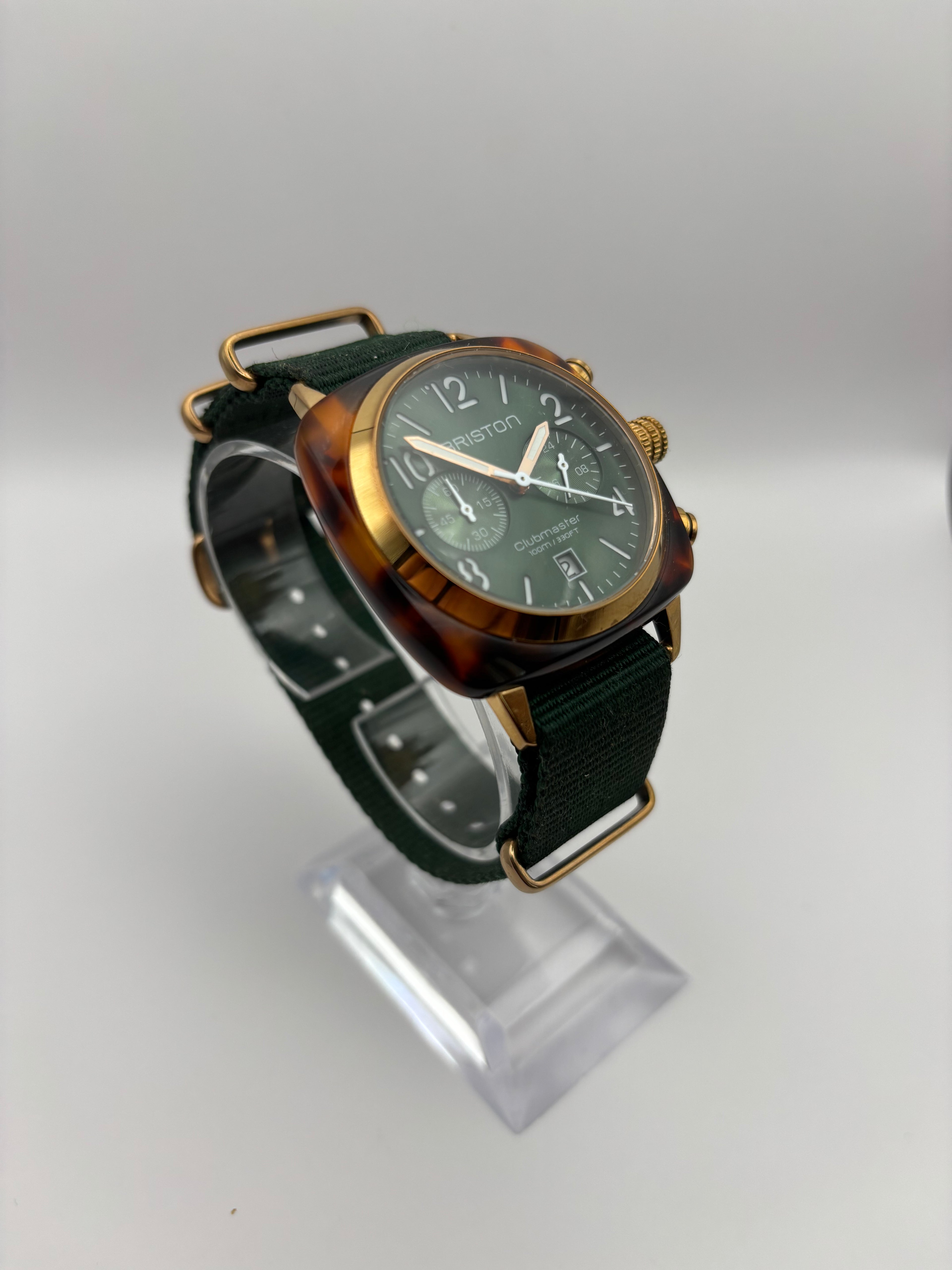 Briston Clubmaster – Acétate Tigré – Bracelet NATO Vert