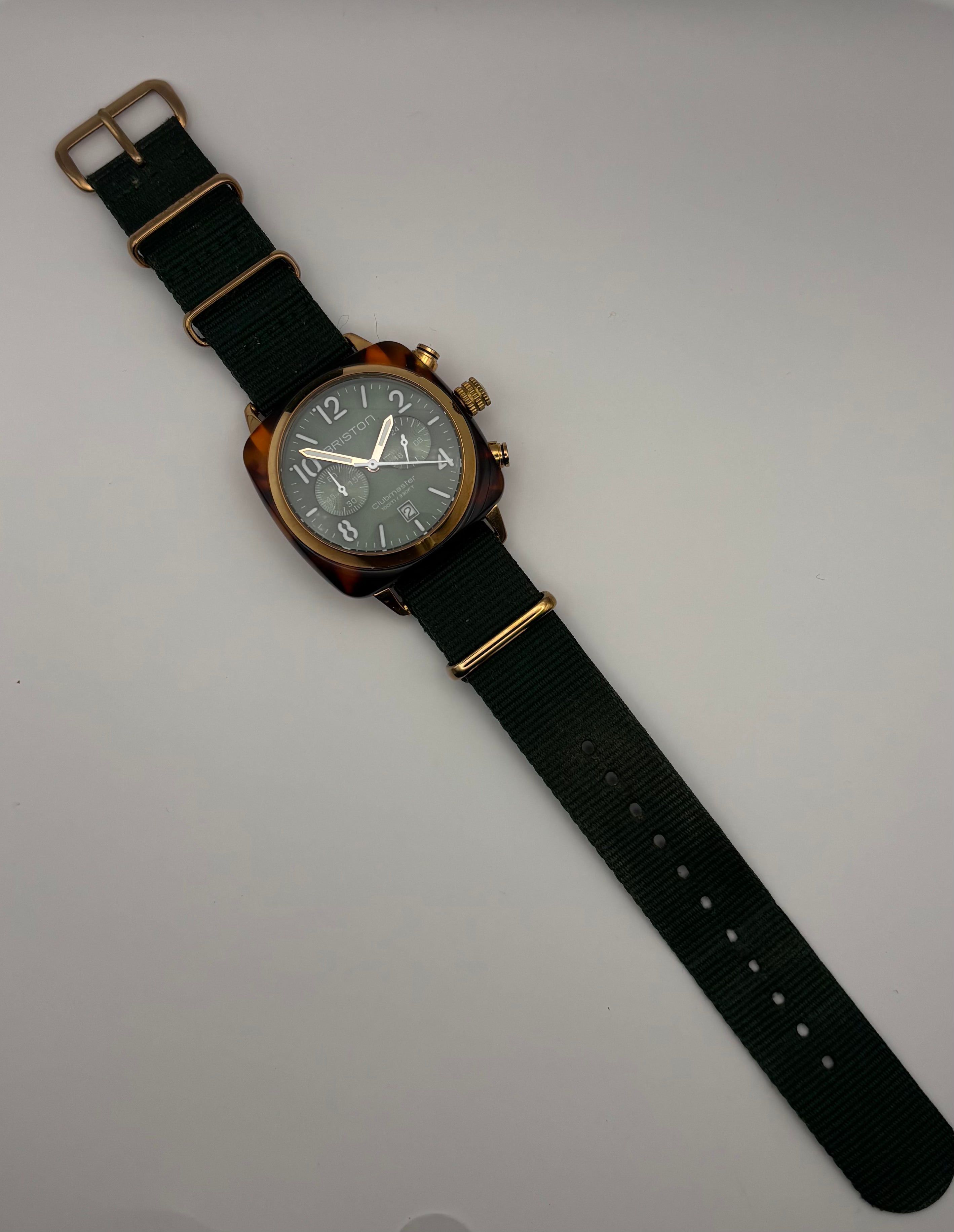 Briston Clubmaster – Acétate Tigré – Bracelet NATO Vert